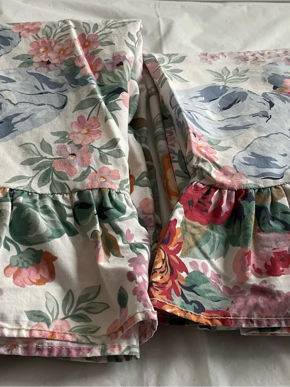 Ralph Lauren Floral Ruffled KING Pillowcases Set of 2 -Vintage